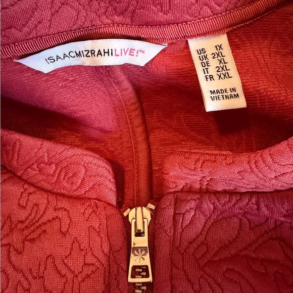Isaac Mizrahi Live! Rose-Pink Textured Zip Jacket - Picture 3 of 3